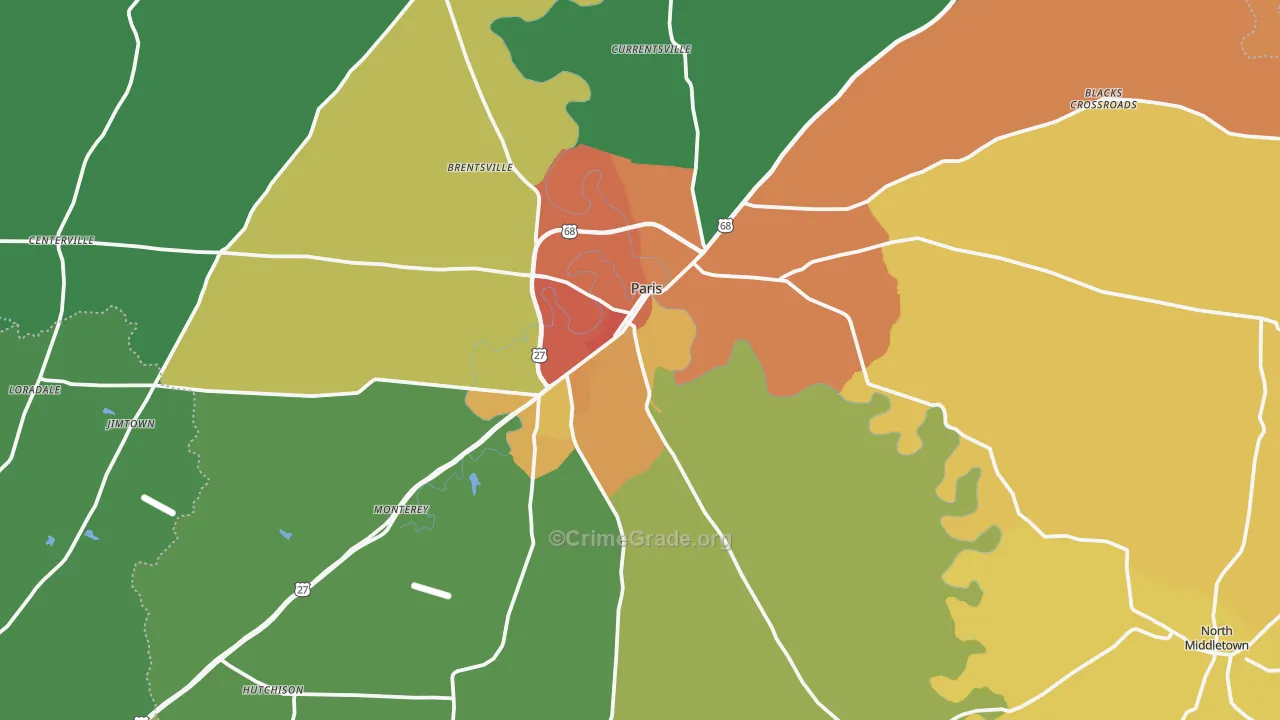 40361, KY Map of Theft Rates
