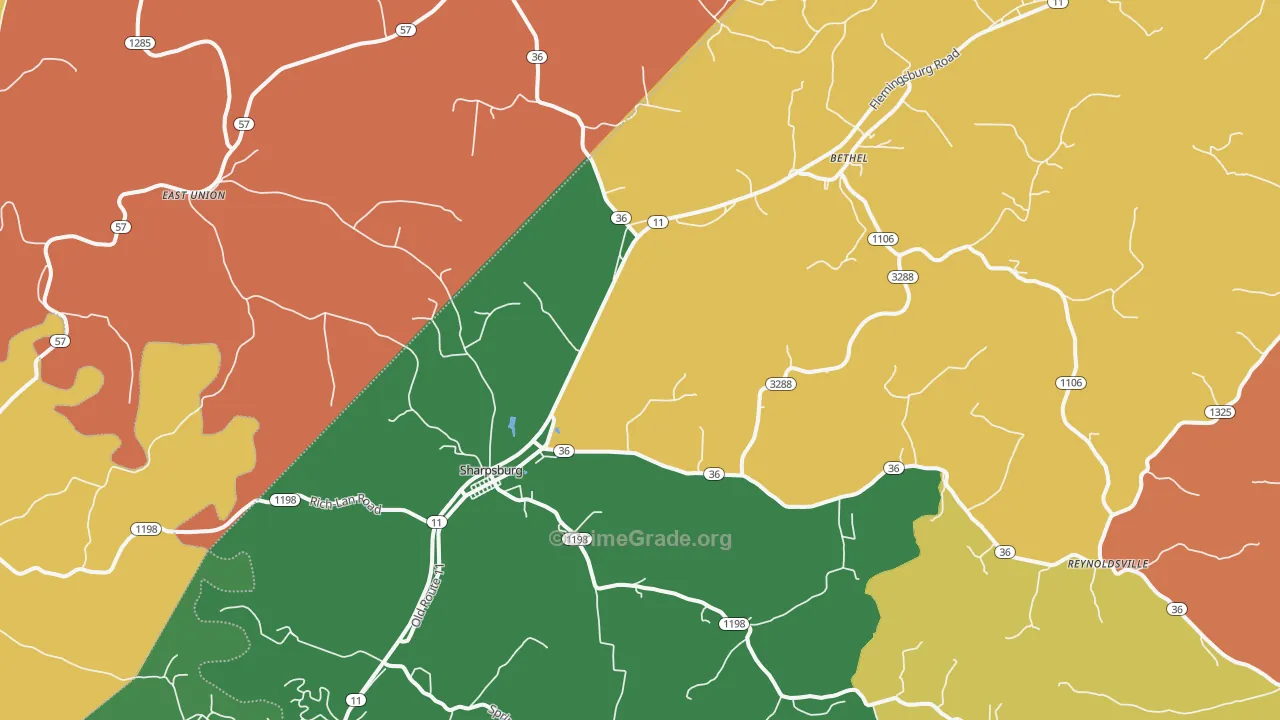 40374, KY Map of Theft Rates