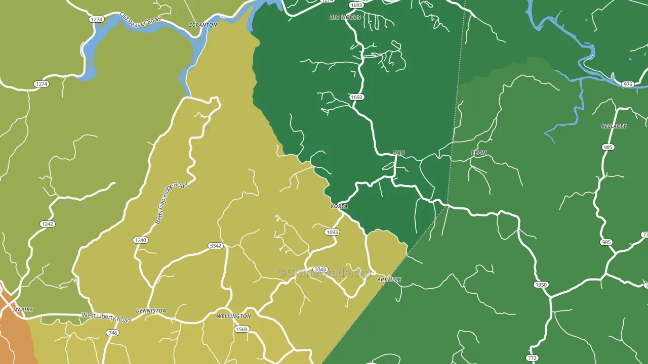 40387, KY Map of Theft Rates