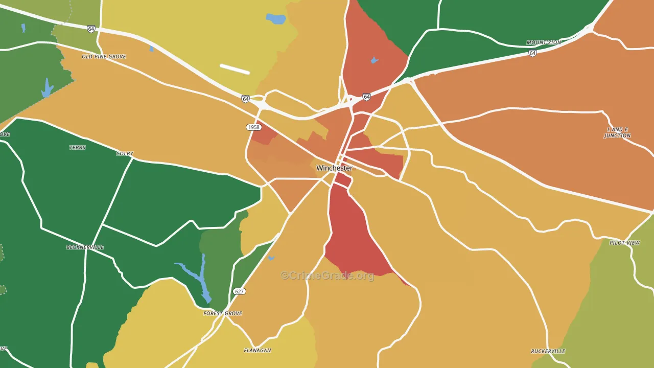 40391, KY Map of Theft Rates