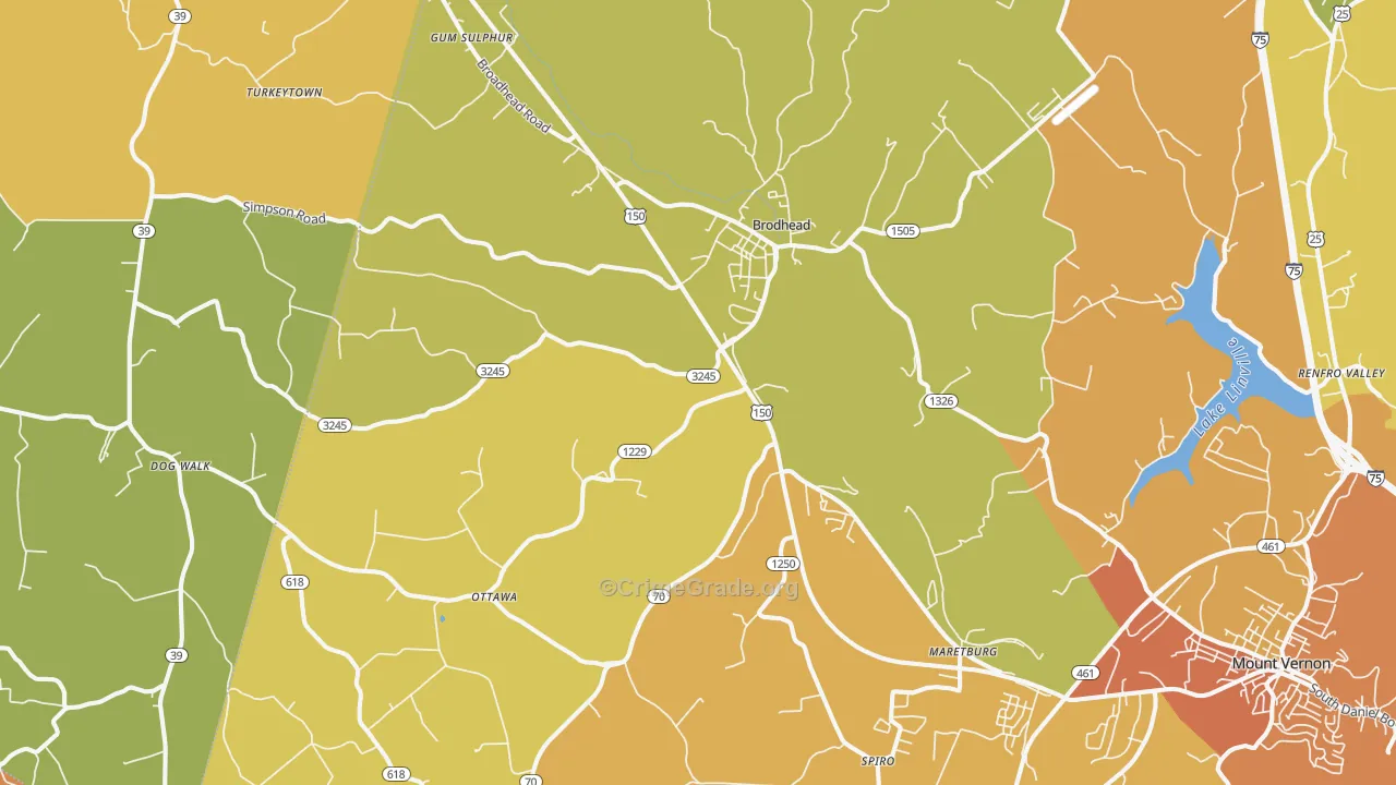40409, KY Map of Theft Rates