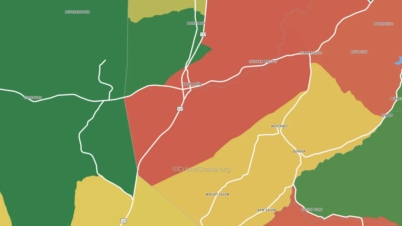 40437, KY Map of Theft Rates
