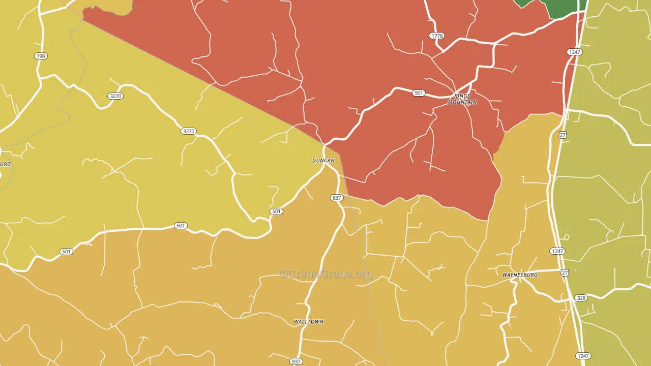40442, KY Map of Theft Rates