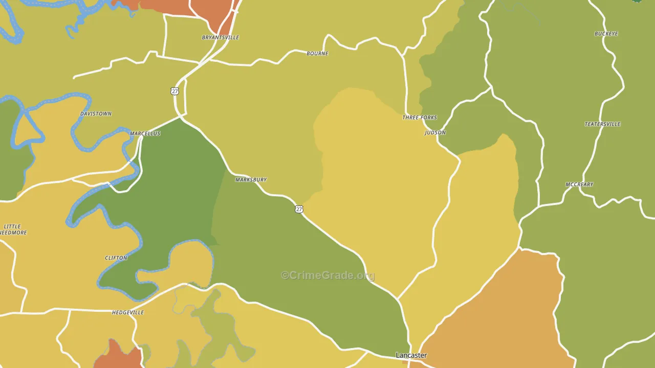 40444, KY Map of Theft Rates