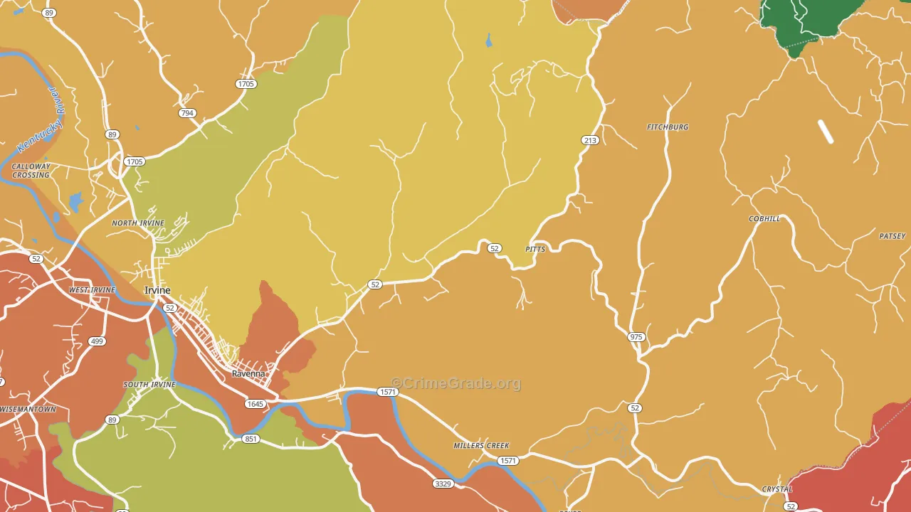 40472, KY Map of Theft Rates