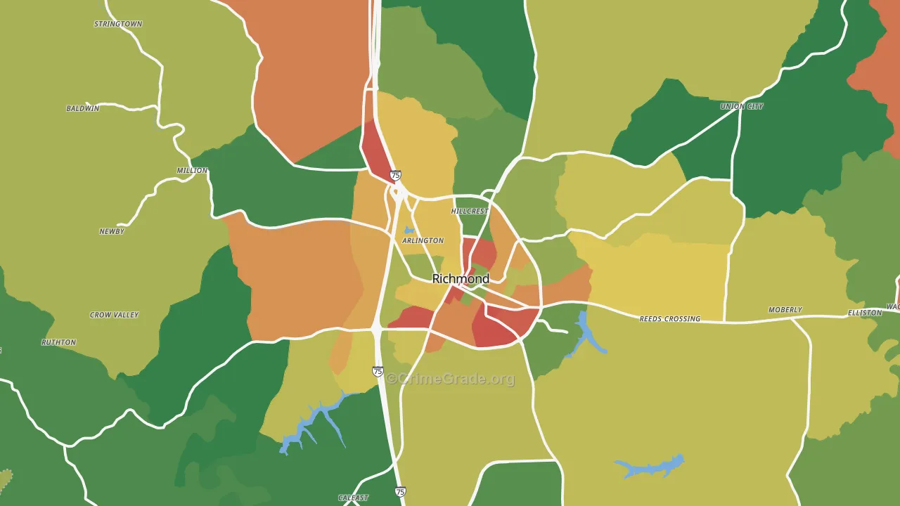 40475, KY Map of Theft Rates
