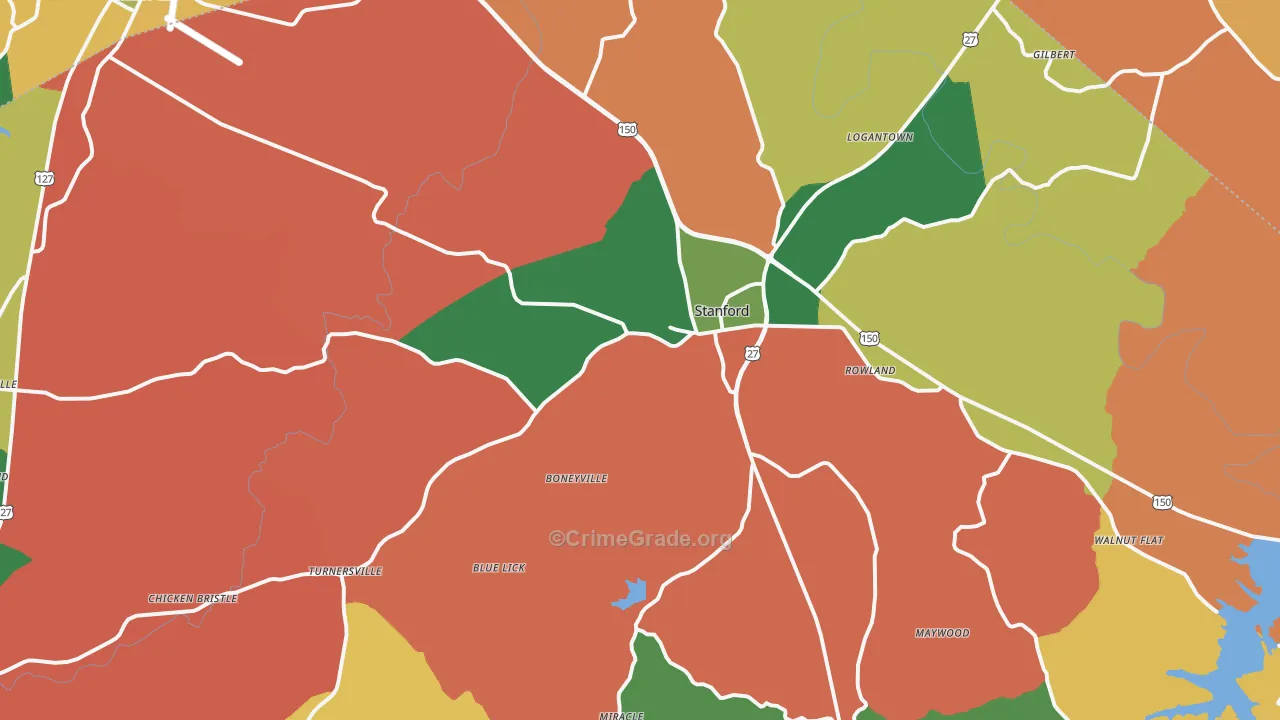 40484, KY Map of Theft Rates