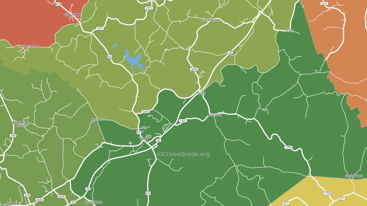 40486, KY Map of Theft Rates