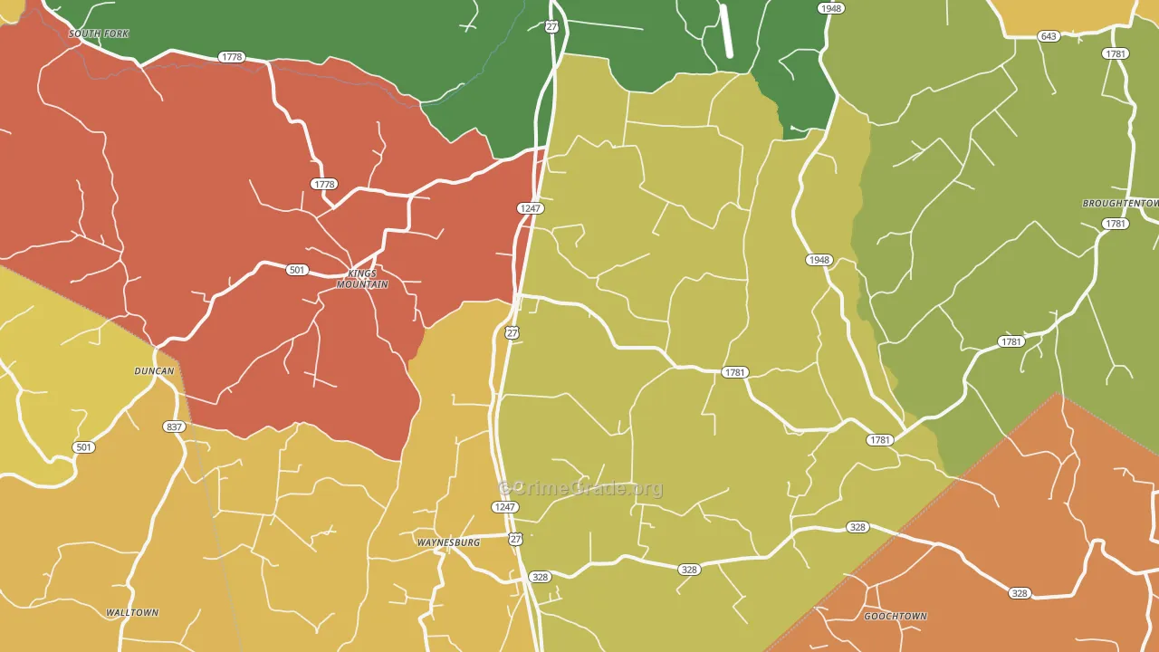 40489, KY Map of Theft Rates
