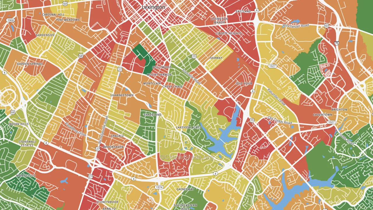 40502, KY Map of Theft Rates