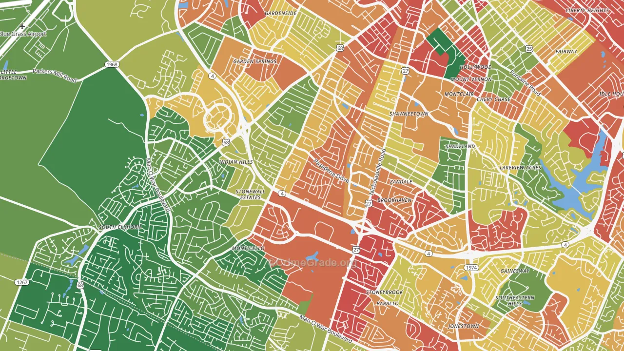40503, KY Map of Theft Rates