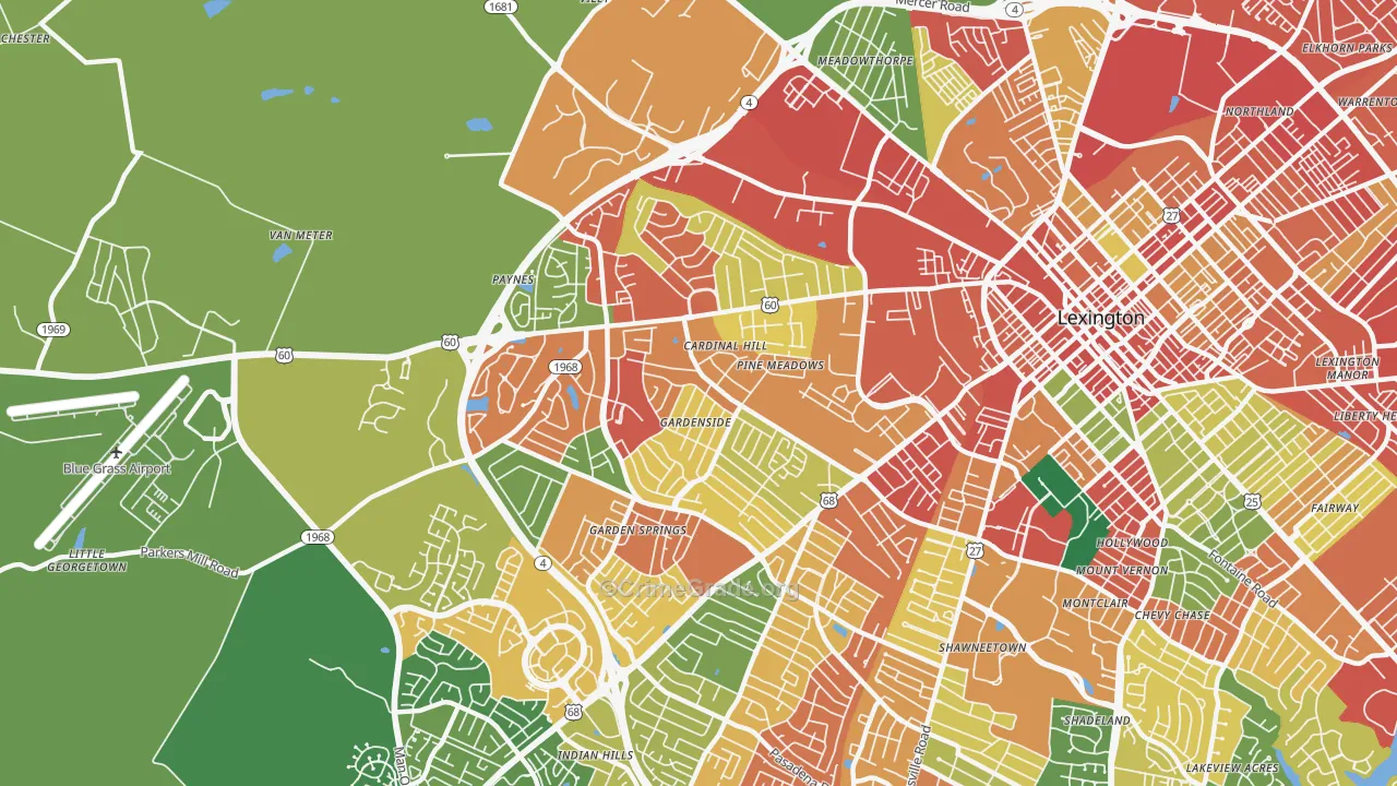 40504, KY Map of Theft Rates