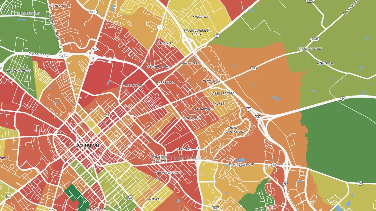 40505, KY Map of Theft Rates