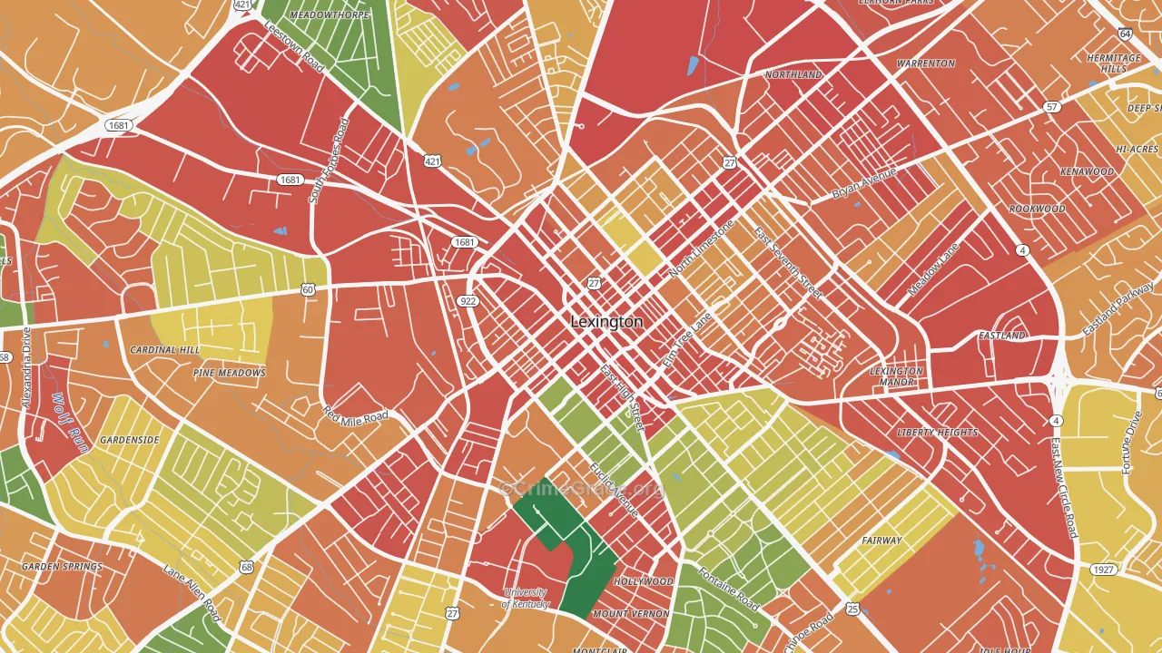 40508, KY Map of Theft Rates