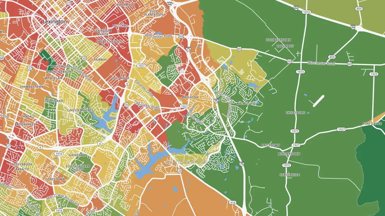 40509, KY Map of Theft Rates