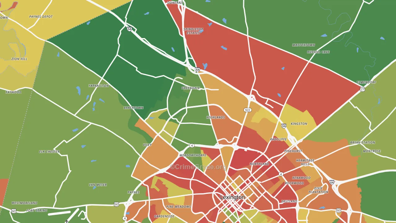 40511, KY Map of Theft Rates