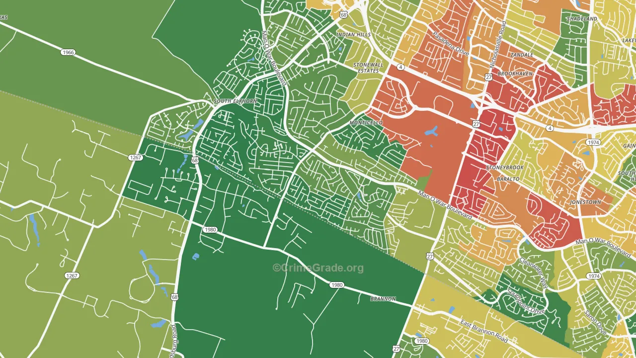 40514, KY Map of Theft Rates