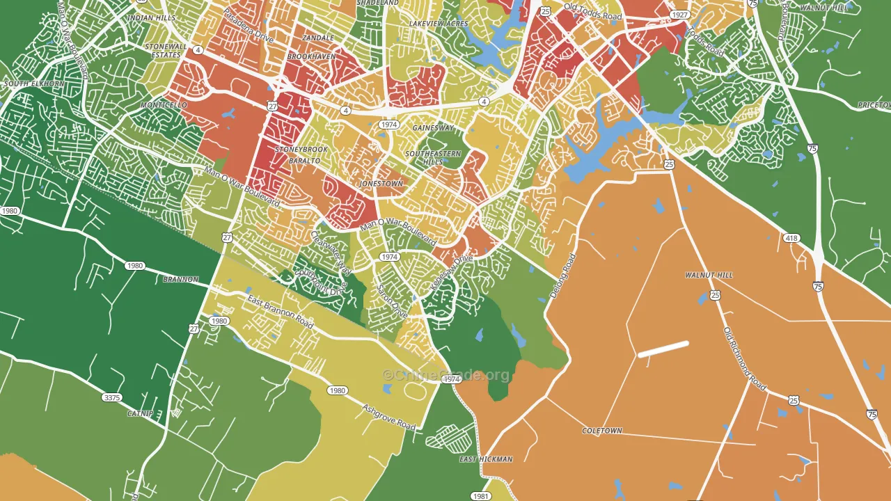 40515, KY Map of Theft Rates
