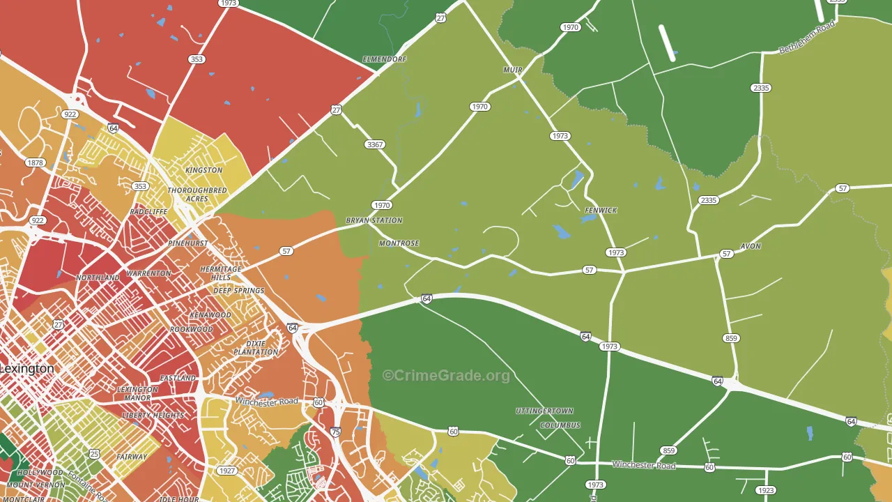40516, KY Map of Theft Rates