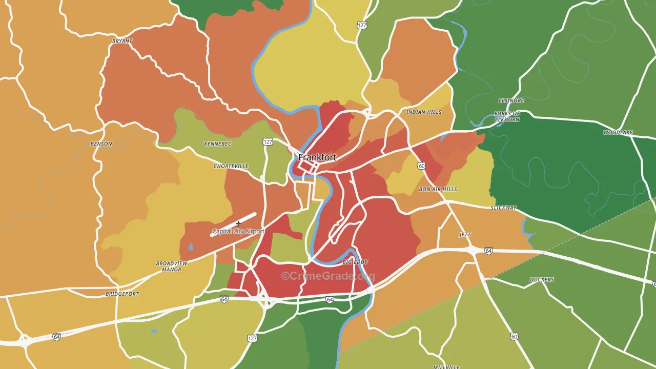 40601, KY Map of Theft Rates