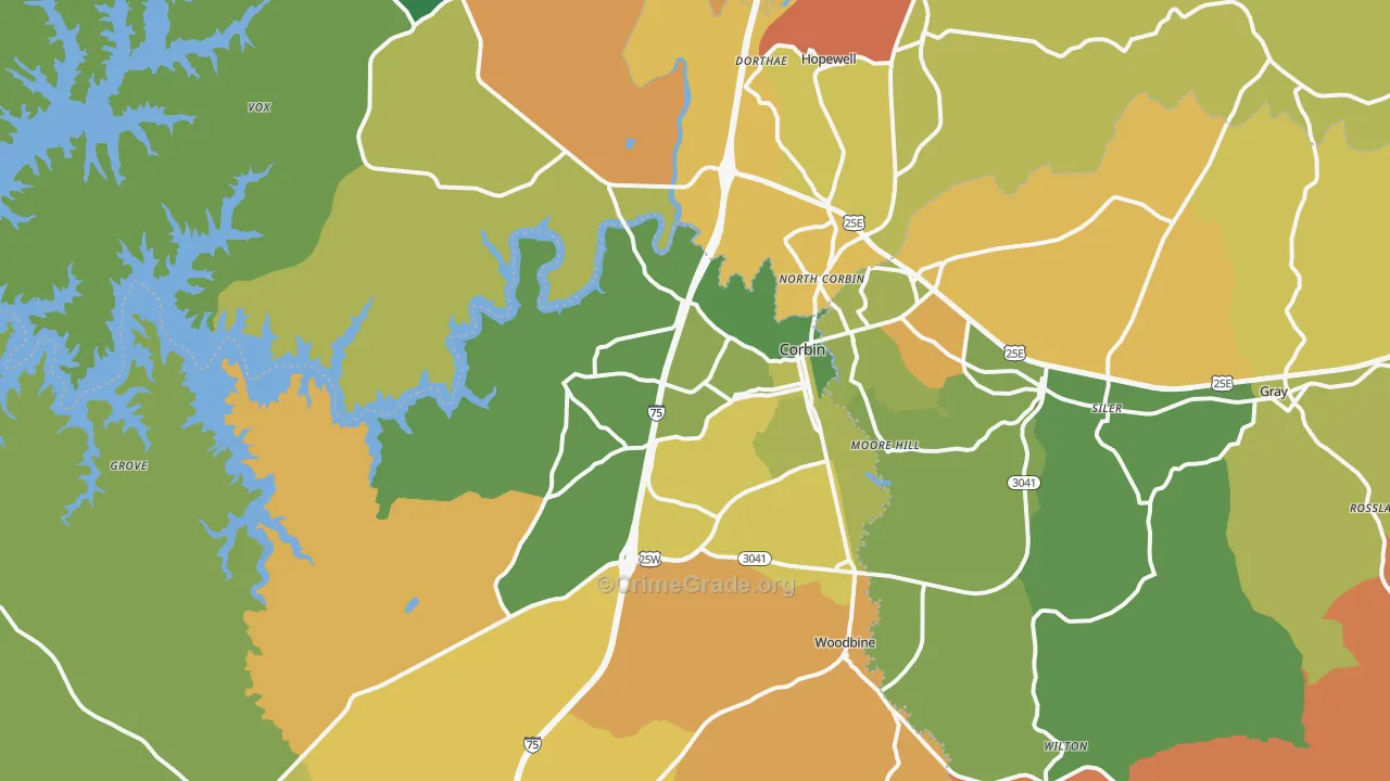 40701, KY Map of Theft Rates