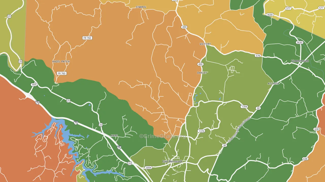 40729, KY Map of Theft Rates