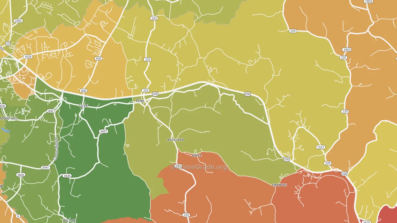 40734, KY Map of Theft Rates