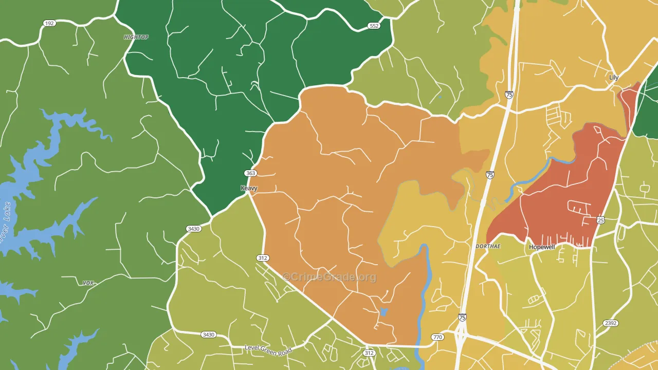 40737, KY Map of Theft Rates
