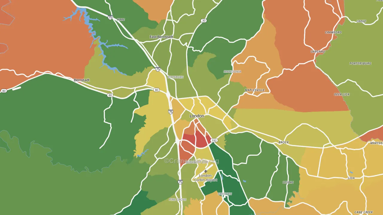 40741, KY Map of Theft Rates