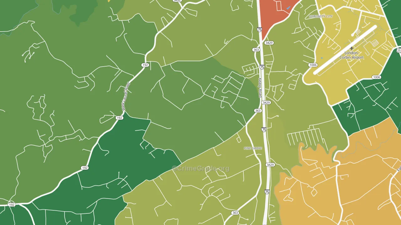 40743, KY Map of Theft Rates