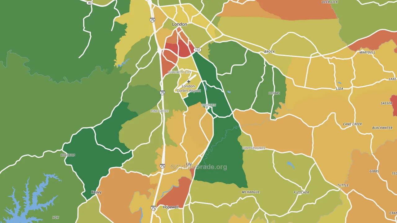40744, KY Map of Theft Rates
