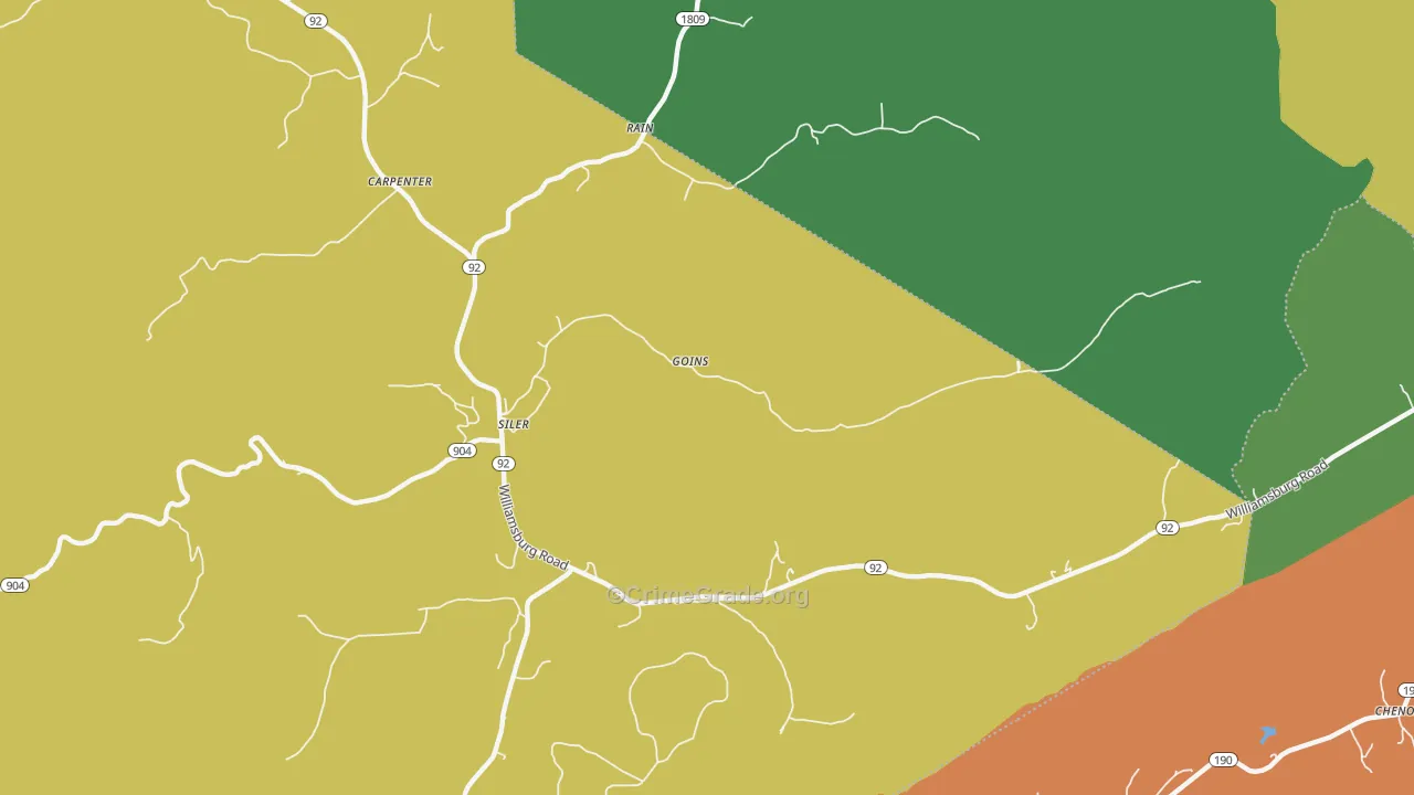 40763, KY Map of Theft Rates