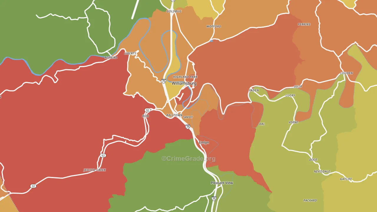 40769, KY Map of Theft Rates