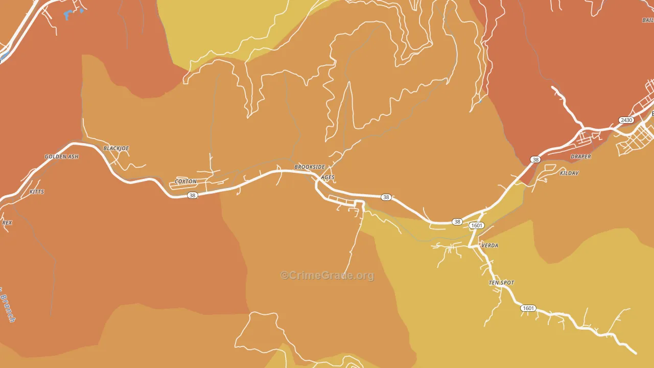 40801, KY Map of Theft Rates