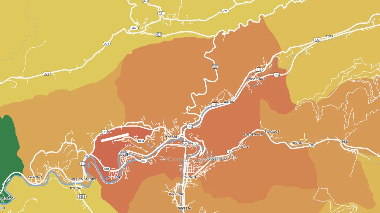 40806, KY Map of Theft Rates