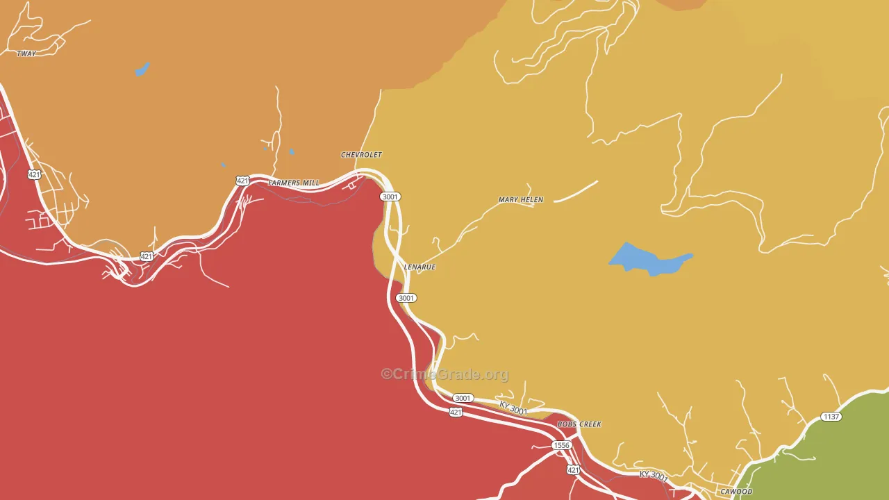 40818, KY Map of Theft Rates