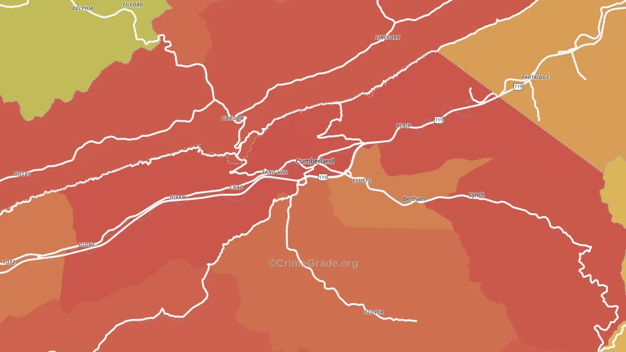 40823, KY Map of Theft Rates