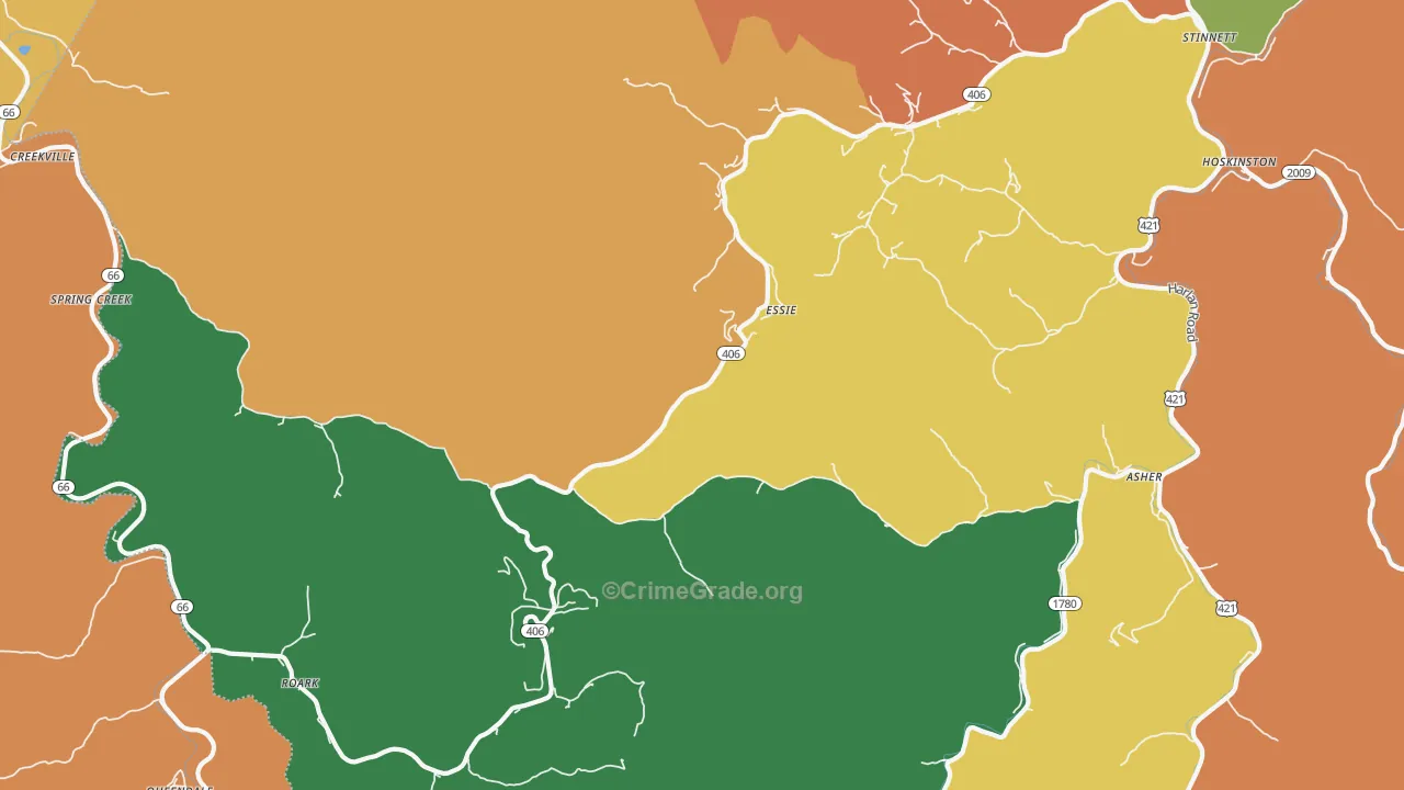40827, KY Map of Theft Rates