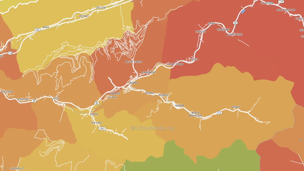 40828, KY Map of Theft Rates