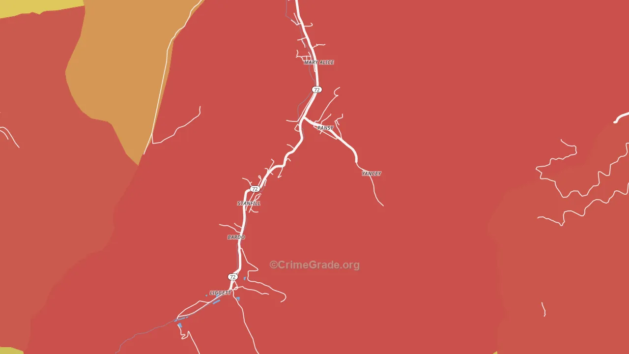 40830, KY Map of Theft Rates