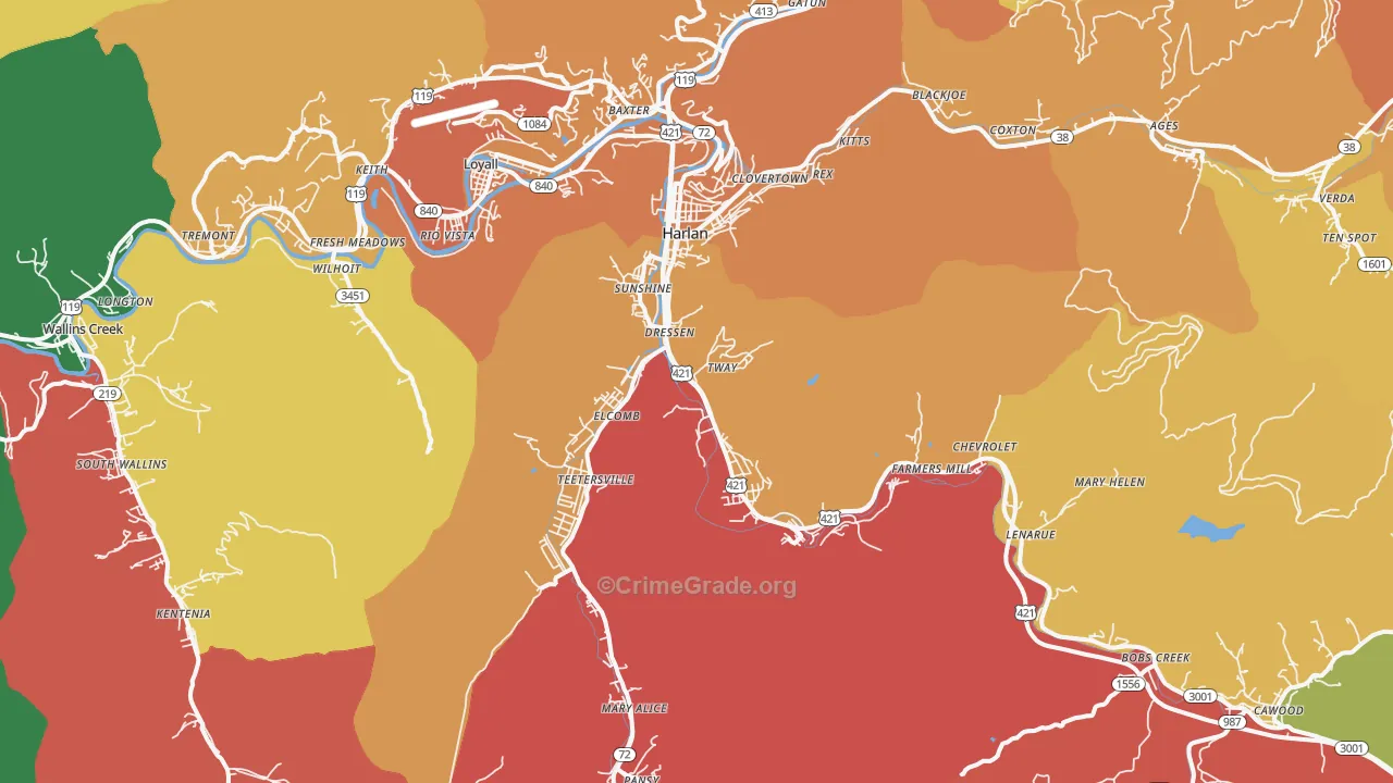 40831, KY Map of Theft Rates