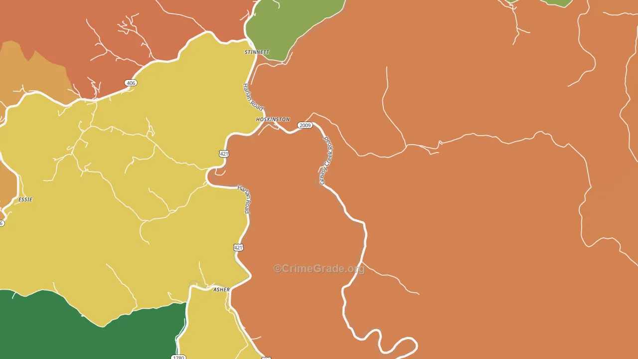 40844, KY Map of Theft Rates