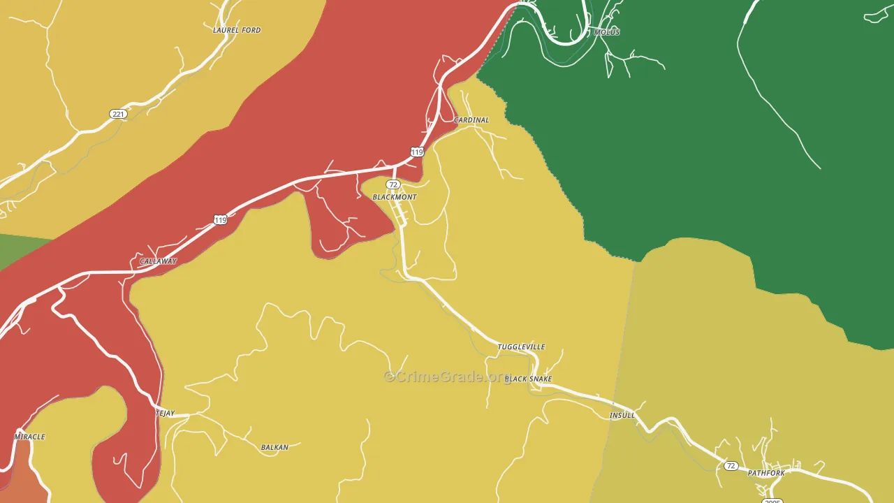 40845, KY Map of Theft Rates
