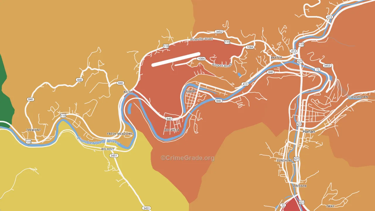 40854, KY Map of Theft Rates