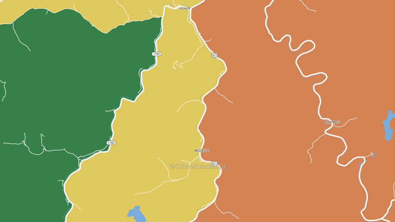 40858, KY Map of Theft Rates