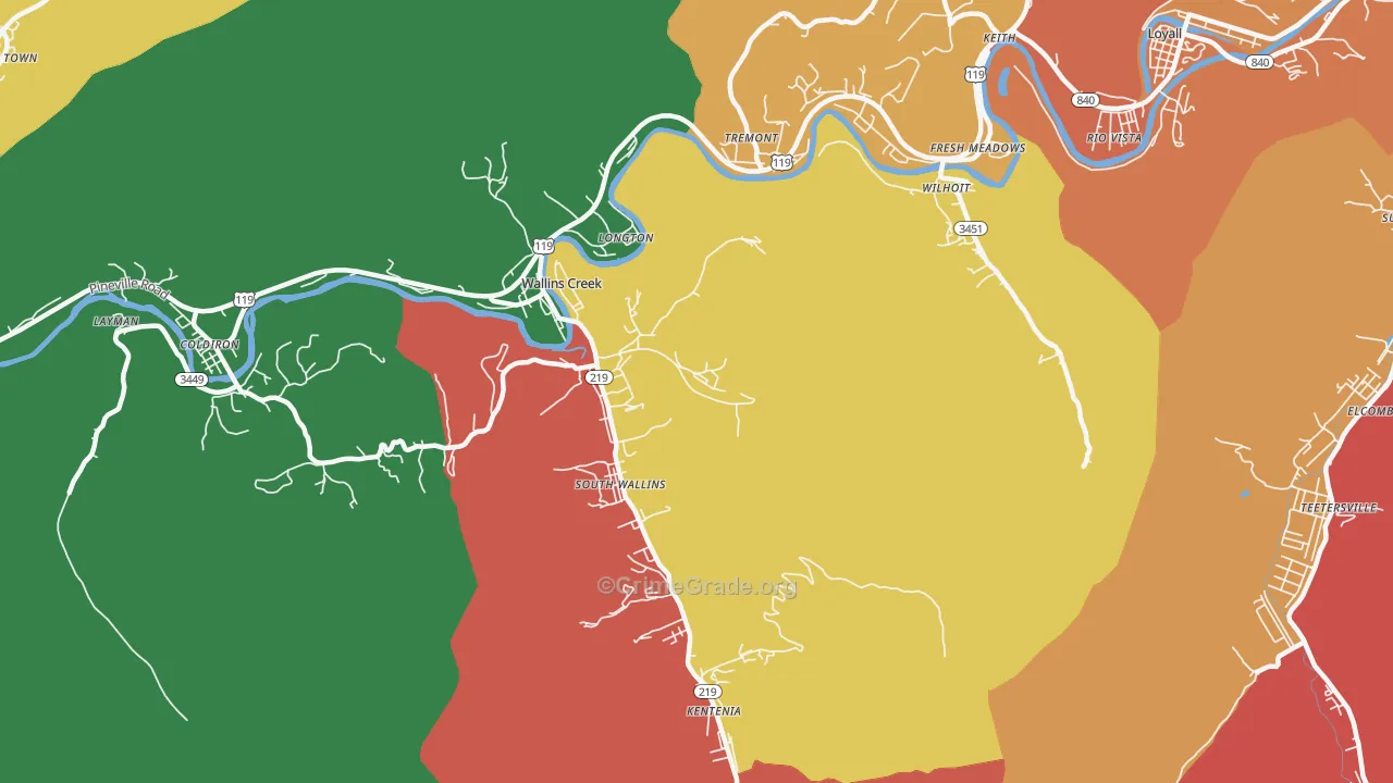 40873, KY Map of Theft Rates