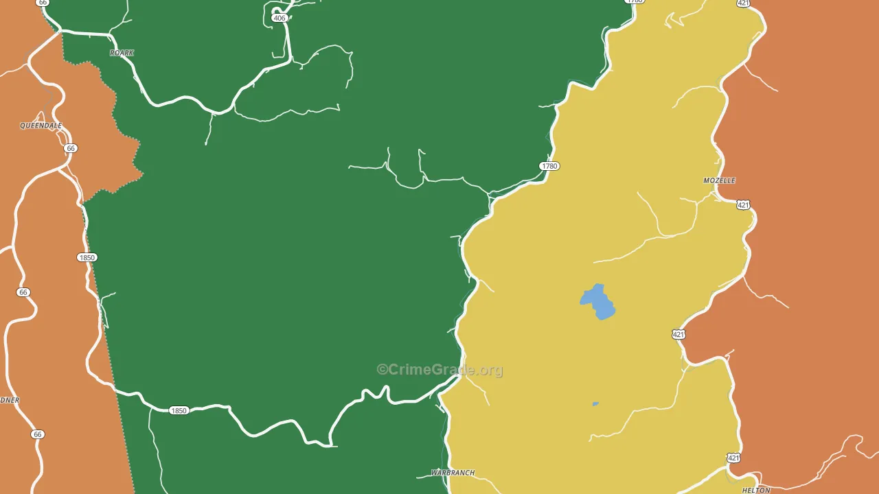 40874, KY Map of Theft Rates