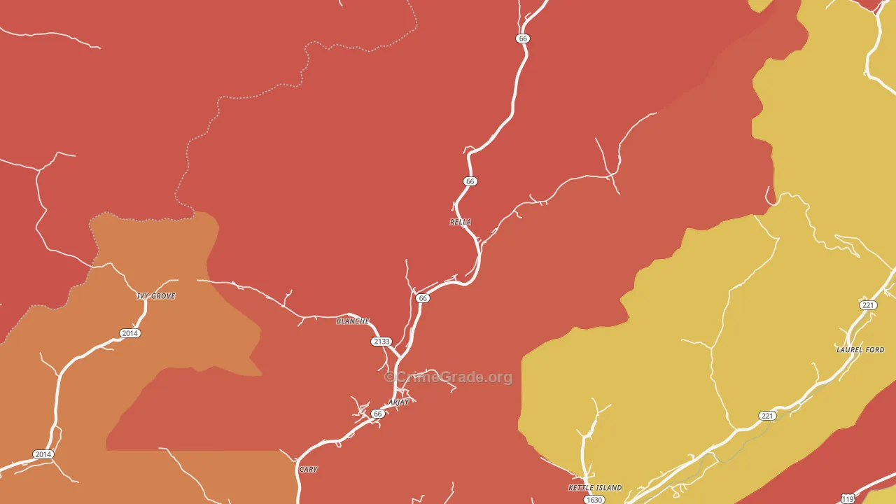40902, KY Map of Theft Rates