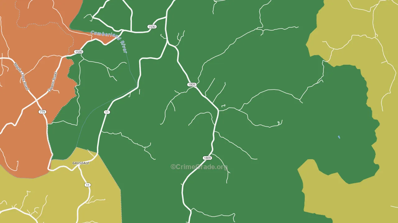 40921, KY Map of Theft Rates