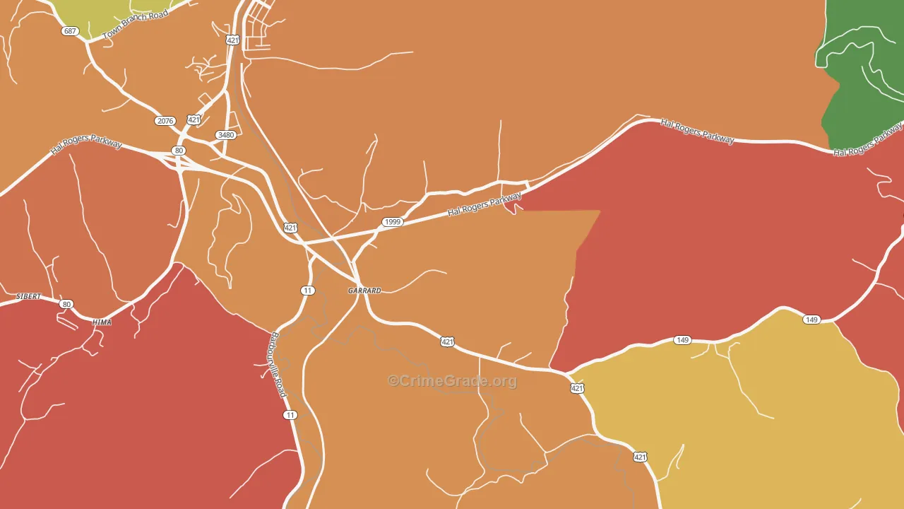 40941, KY Map of Theft Rates